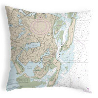 Highland Dunes Chatham Harbour, Ma Nautical Map Noncorded Indoor/Outdoor Pillow 12X12