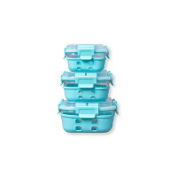 Prep & Savour HI-TOP Lids With Pro Grade Removable Lockdown Levers Silicone Sleeve Square 3 container set