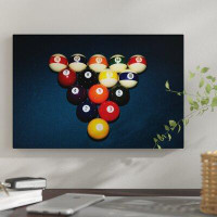 East Urban Home Billiard Balls Racked Up on Pool Table by Vintage Images - Wrapped Canvas Print