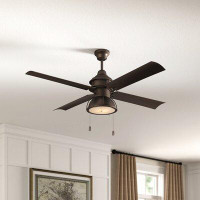 Red Barrel Studio 52" Flosser 4 - Blade Outdoor Standard Ceiling Fan with Pull Chain and Light Kit Included