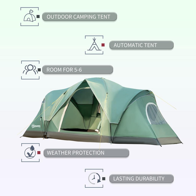Camping Tent 14.9' x 7.5' x 5.9' Green in Fishing, Camping & Outdoors - Image 3