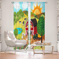 East Urban Home Lined Window Curtains 2-panel Set for Window Size by nJoy Art - Daybreak on the Farm