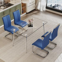 Ivy Bronx Metal Table Legs Tempered Glass Table With 4 Chairs