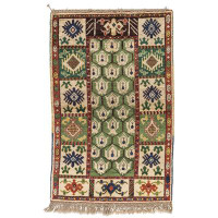 Tufenkian Kazak One-of-a-Kind Oriental Hand-Knotted Rectangle 4' x 7' Wool Area Rug in Beige/Green/Red