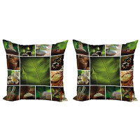 East Urban Home Ambesonne Spa Throw Pillow Cushion Cover Pack Of 2, Collage Of Candles Stones Herbal Salts Towels Botani