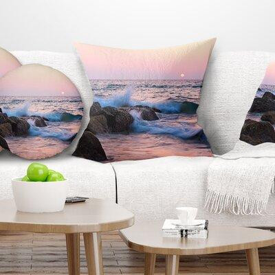 East Urban Home Seashore Rocky Coast with Foam Waves Pillow in Bedding