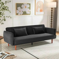 Latitude Run® Modern 3-Seater Futon Sofa Bed,Upholstered Convertible Sleeper Sofa For Living Room,Office,Black
