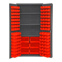 WFX Utility™ Cabinet, 3 Shelf, 102 Yellow Bins, Flush