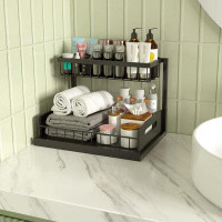 Rubbermaid Under Sink Organizers And Storage 2 Pack, Pull Out Cabinet Organizer With Sliding Drawer 2 Tier Multi-Purpose