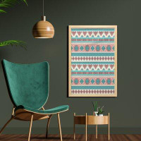 East Urban Home Ambesonne Tribal Wall Art With Frame, Vintage Design Native Style Geometric Triangles Print, Printed Fab