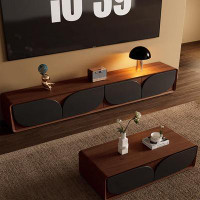 Latitude Run® 78" Black Solid Wood TV Stand with Drawers