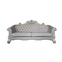 ACME Furniture LV01329 - Sofa W/6 Pillows, Two Tone Ivory Fabric & Antique Pearl Finsih - Vendom II