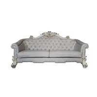 ACME Furniture LV01329 - Sofa W/6 Pillows, Two Tone Ivory Fabric & Antique Pearl Finsih - Vendom II