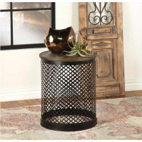 17 Stories Gernulf Round Accent Table With Drum Base