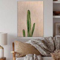 Union Rustic Green Cactus South Western Plant Botanical Detail - Tropical Wood Wall Art Décor - Natural Pine Wood