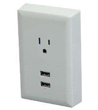 RCA 2-USB Ports Wall Plate Charger - Converts Any Outlet Into 2 USB Outlets - White - WP2UWR