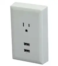 RCA 2-USB Ports Wall Plate Charger - Converts Any Outlet Into 2 USB Outlets - White - WP2UWR