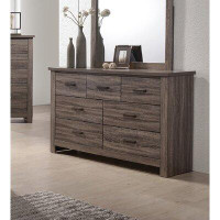 Millwood Pines 7 Drawers Wood Dresser In Grey Finish