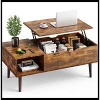 17 Stories Sweetcrispy Lift Top Coffee Storage Wood Tables with Hidden Compartment Small Dining Desk