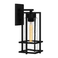 Quoizel Earth Black Seeded Glass Outdoor Wall Lantern