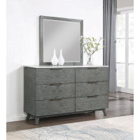 Hokku Designs Nathan 6-drawer Dresser with Mirror White Marble and Grey