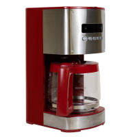 Kenmore 12 Cup Programmable Coffee Maker, Red and Stainless Steel, Reusable Filter
