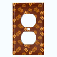 WorldAcc Metal Light Switch Plate Outlet Cover (Coffee Mocha Espresso Beans Brown - Single Duplex)