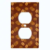 WorldAcc Metal Light Switch Plate Outlet Cover (Coffee Mocha Espresso Beans Brown - Single Duplex)
