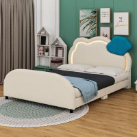 Latitude Run® Upholstered Platform Bed with Cloud-Shaped Headboard and Embedded Light