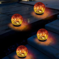c&g home Solar Orb-Solar Globe Lights Outdoor Waterproof-Solar Balls For Garden-Cracked Glass Ball Solar Lights Outdoor-