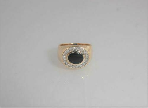(I-2587-245) Mens 10kt yellow gold and rhodium plating, black onyx and diamond ring in Jewellery & Watches in Alberta