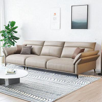 ABPEXI 110.24" Beige Genuine Leather Modular Sofa cushion couch