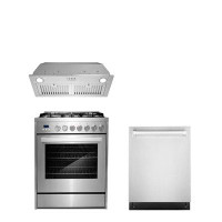 Cosmo Cosmo 3 Piece Kitchen Appliance Package with 30'' Gas Freestanding Range , Built-In Dishwasher , Insert Range Hood