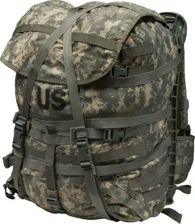 The Ultimate Hiking Backpack!  US ARMY SURPLUS RUCKSACK with M.O.L.L.E. BACKPACK FRAME AND HARNESS INCLUDED