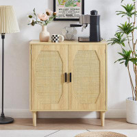Bay Isle Home™ storage cabinets with rattan decorative doors and shelf