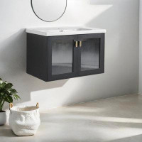 Ebern Designs 32" Wall-Mounted Bathroom Vanity With Ceramic Sink, Perfect for Small Bathrooms