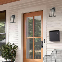 Latitude Run® 1-Light Black Geometric Iron Industrial Dimmable Outdoor Wall Sconces