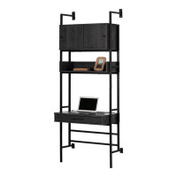 South Shore Octave Wall-Mounted Desk Gray Oak and Black
