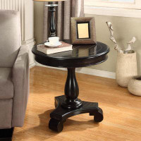 Darby Home Co Round Wood Pedestal Side Table, Teal