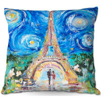 Ebern Designs Sarno Couch Eiffel Tower Starry Night Square Pillow Cover & Insert