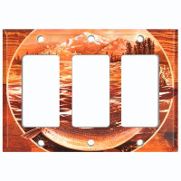 WorldAcc Metal Light Switch Plate Outlet Cover (Trophy Fishing Grayling Clear Water Lake Orange - Single Toggle)