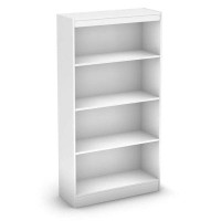Latitude Run® White 4-Shelf Bookcase With 2 Adjustable Shelves