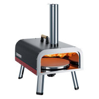 JTANGL Outdoor Pizza Oven, Multi-Fuel Side Rotatable with Gas Burner, Pizza Stone, Pizza Cutter & Carry Bag