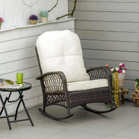 Rattan Rocking Chair 29.5" x 38.6" x 35.8" Cream White