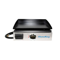 Flame King Flame King Portable Propane Cast Iron Grill Griddle Tabletop with Regulator for RV Pullout Kitchen