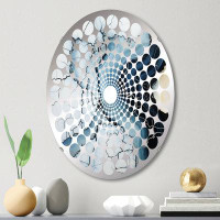 Design Art Blue Stone Geode Minimalism II - Radial Dot Decorative Mirror|Oval