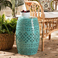 Longshore Tides Longshore Tides Studio Lenora Modern And Contemporary Teal Finished Metal Outdoor Side Table