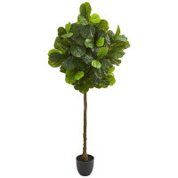World Menagerie 72" Artificial Fiddle Leaf Fig Tree in Planter