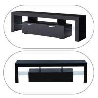 Wrought Studio Modern style wooden TV stand with open storage compartments and two drawers