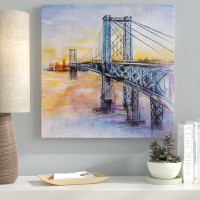 Made in Canada - Ebern Designs 'Brooklyn Bridge' Oil Painting Print on Wrapped Canvas